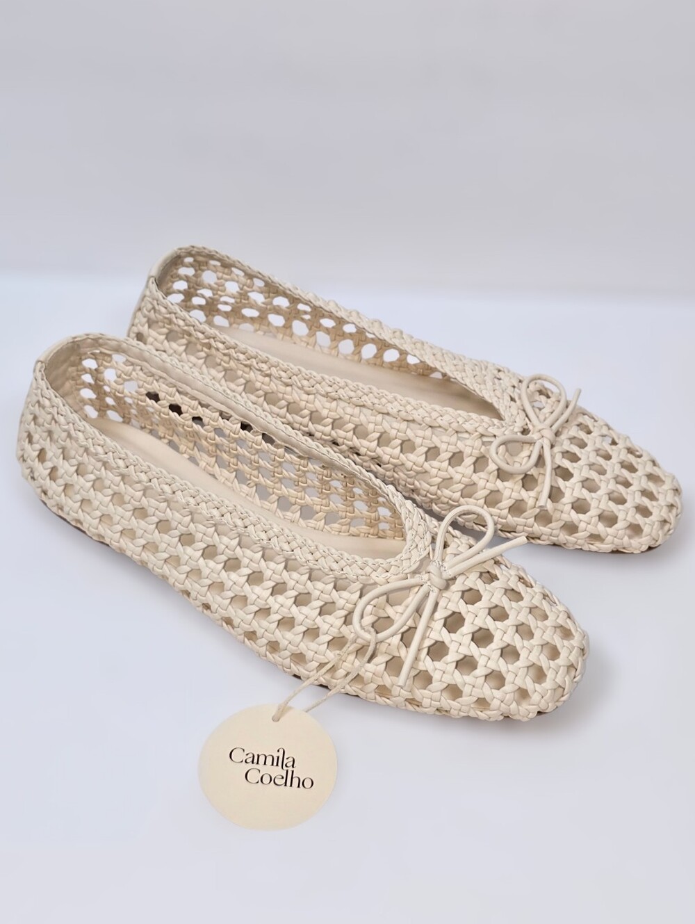 Camila Coelho Revolve Willow Woven Square Toe Euro Summer Ballet Flats Sz.8 - Picture 2 of 9